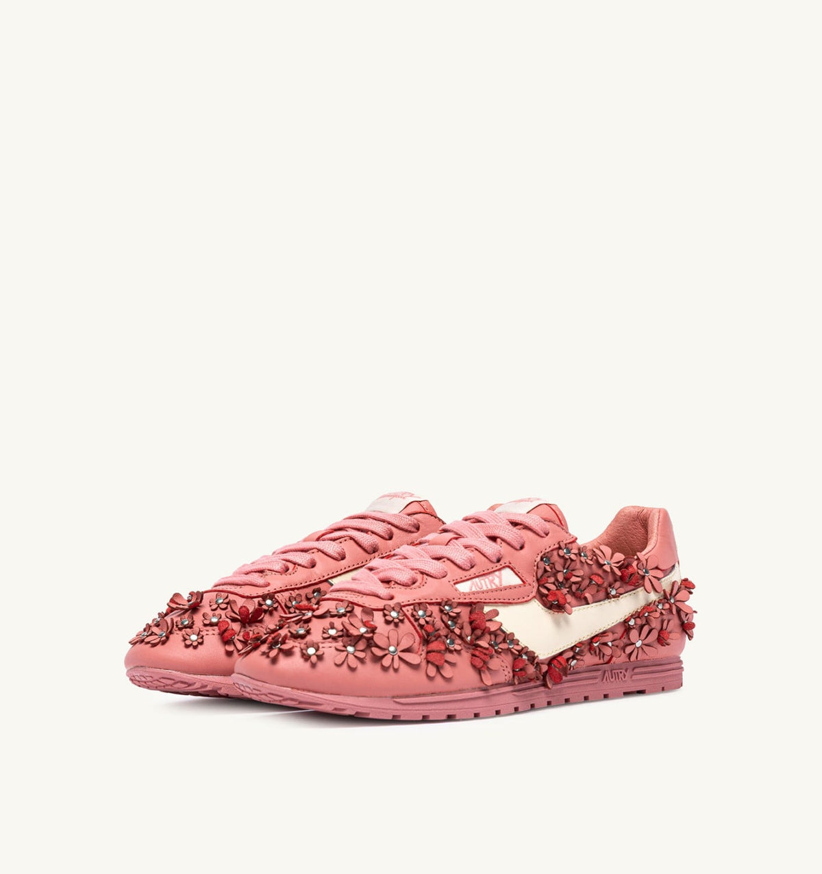 Woman WINDSPIN FLOWERS SNEAKERS IN LOBSTER BISQUE LEATHER
