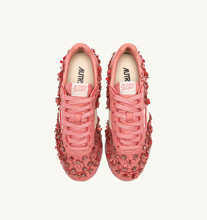 Woman WINDSPIN FLOWERS SNEAKERS IN LOBSTER BISQUE LEATHER