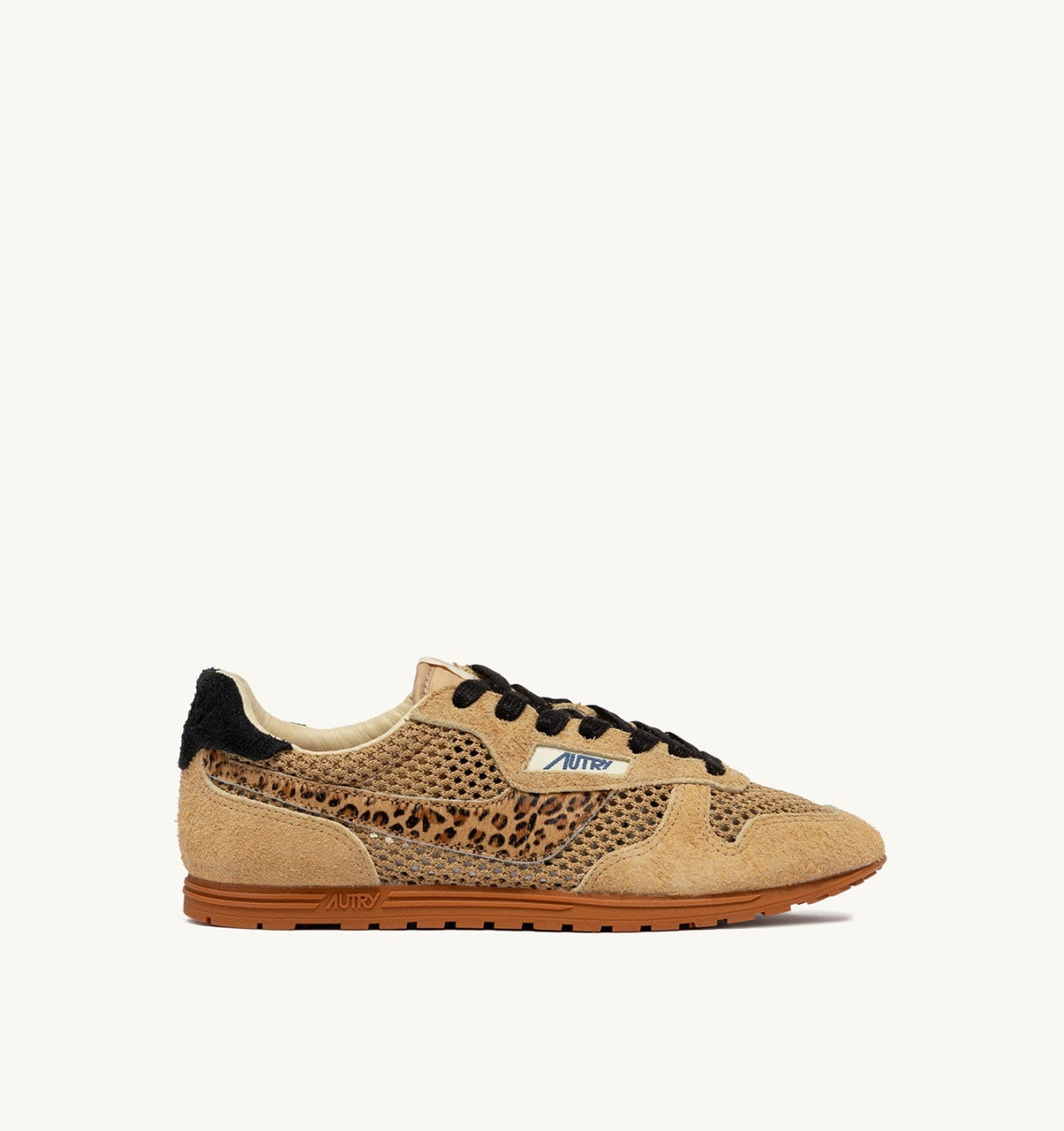 Woman WINDSPIN SNEAKERS IN TRENCH LEOPARD AND BLACK MESH AND SUEDE