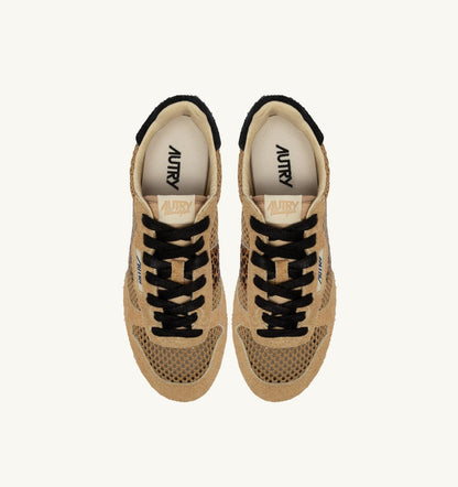 Woman WINDSPIN SNEAKERS IN TRENCH LEOPARD AND BLACK MESH AND SUEDE
