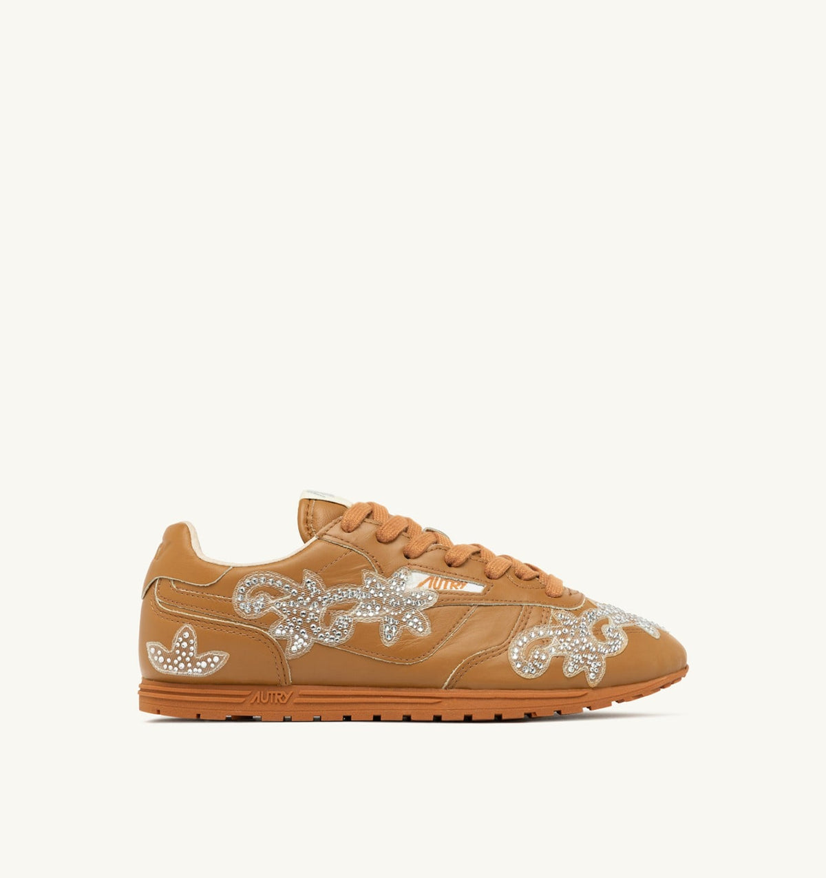 Woman WINDSPIN SNEAKERS IN EARTH LEATHER WITH DECORATIONS