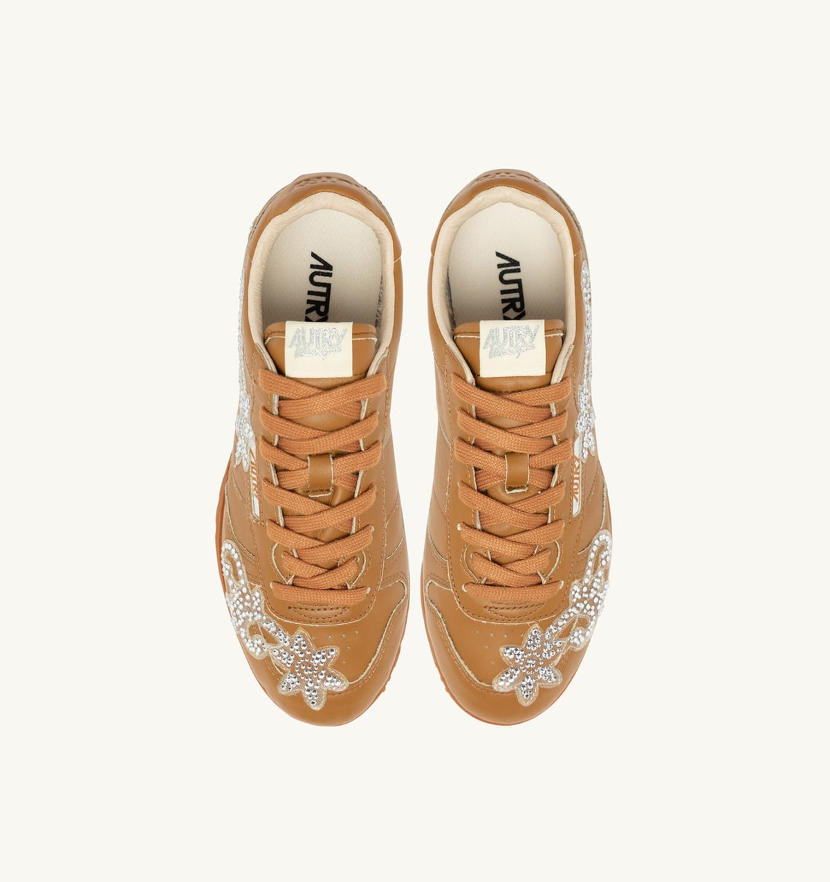 Woman WINDSPIN SNEAKERS IN EARTH LEATHER WITH DECORATIONS