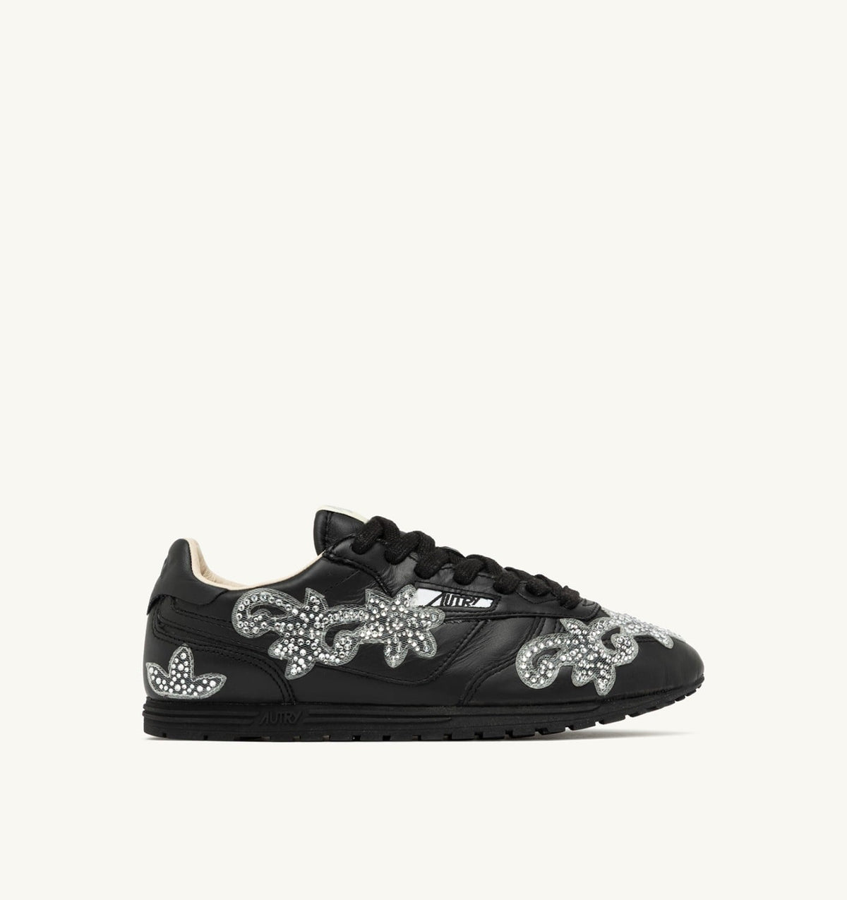 Woman WINDSPIN SNEAKERS IN BLACK LEATHER WITH DECORATIONS
