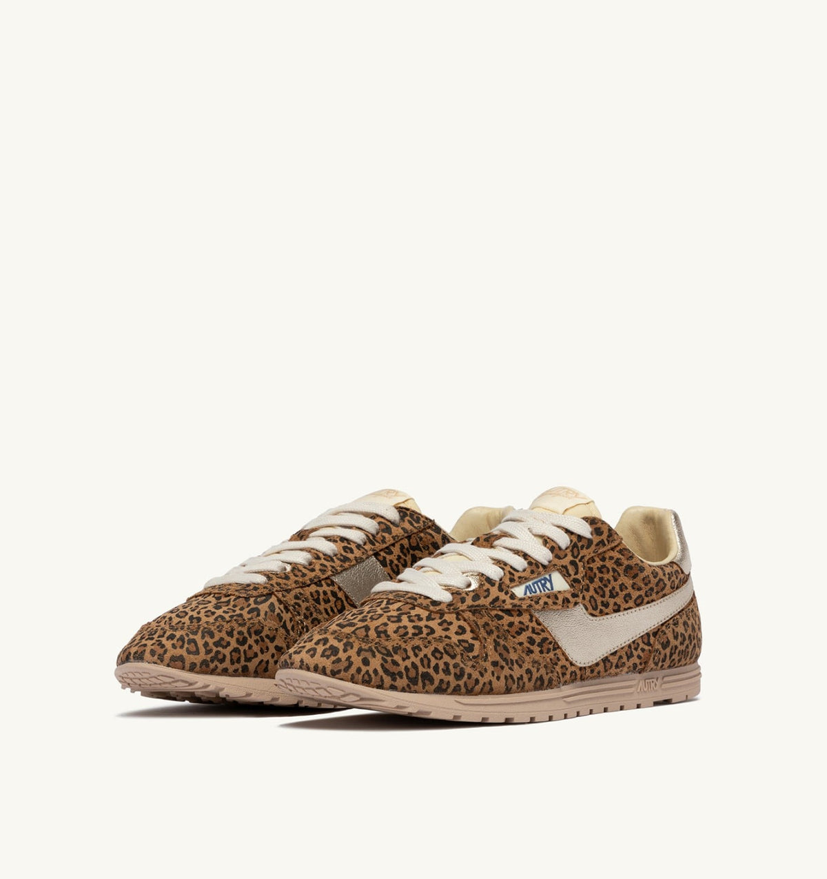 Woman WINDSPIN SNEAKERS IN LEOPARD AND PLATINUM SUEDE AND LEATHER