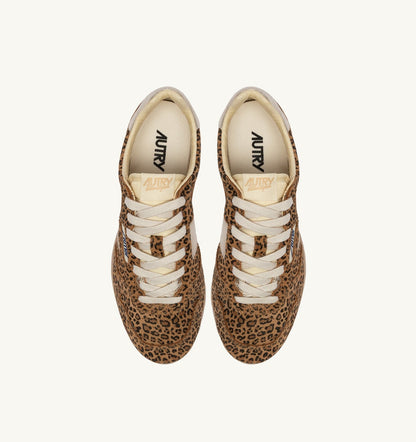 Woman WINDSPIN SNEAKERS IN LEOPARD AND PLATINUM SUEDE AND LEATHER