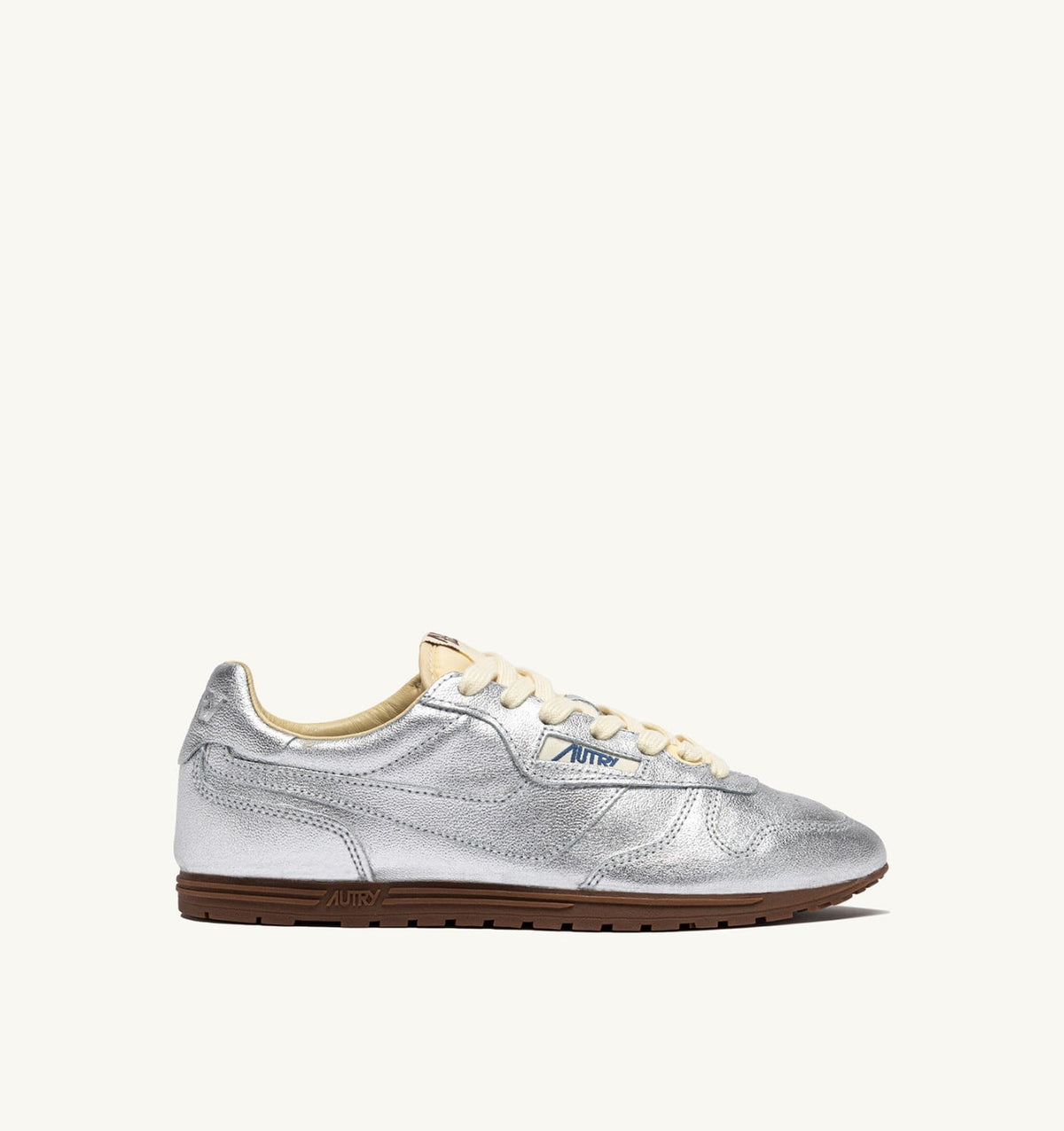 Woman WINDSPIN SNEAKERS IN SILVER TONE LAMINATED LEATHER
