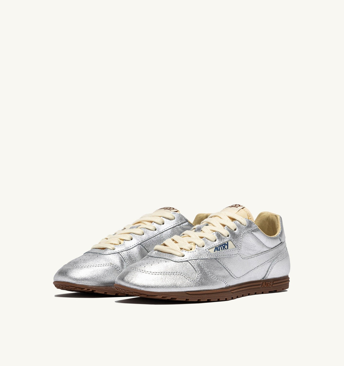 Woman WINDSPIN SNEAKERS IN SILVER TONE LAMINATED LEATHER