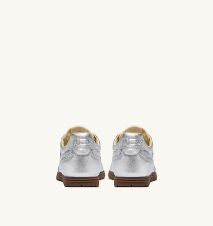 Woman WINDSPIN SNEAKERS IN SILVER TONE LAMINATED LEATHER