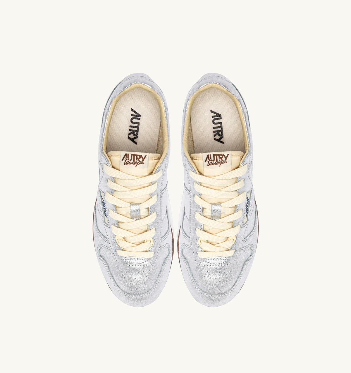 Woman WINDSPIN SNEAKERS IN SILVER TONE LAMINATED LEATHER