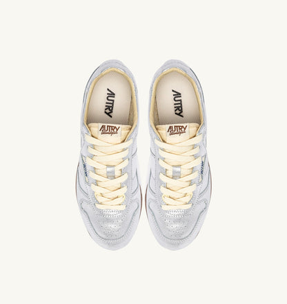 Woman WINDSPIN SNEAKERS IN SILVER TONE LAMINATED LEATHER