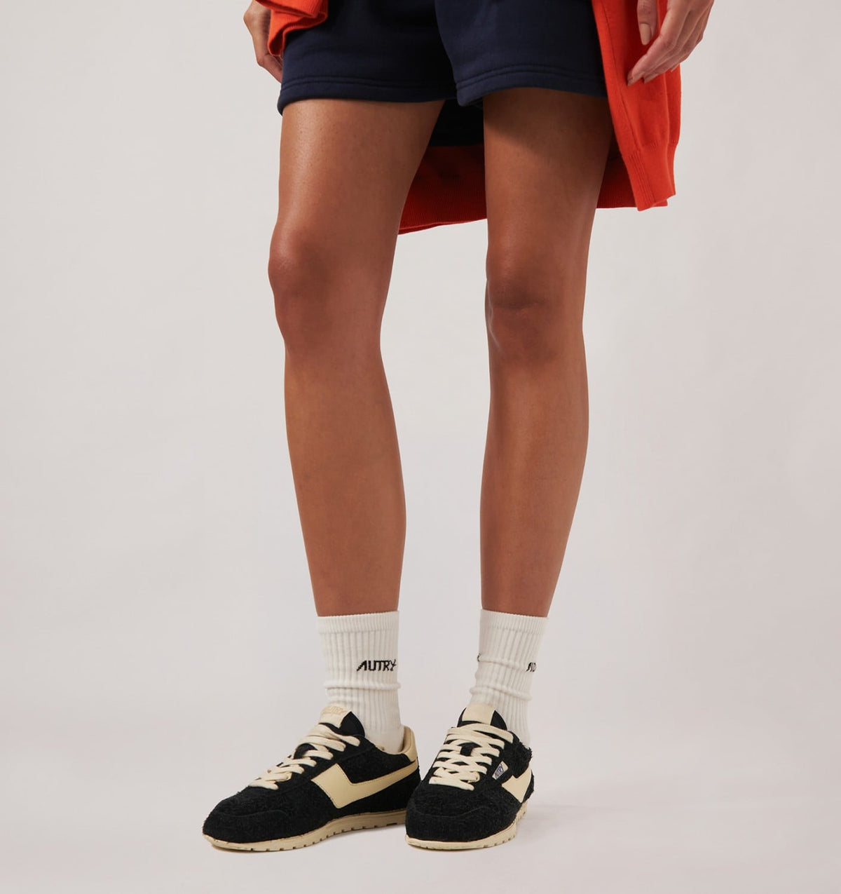 Woman WINDSPIN SNEAKERS IN BLACK AND RUTABAGA SUEDE AND LEATHER