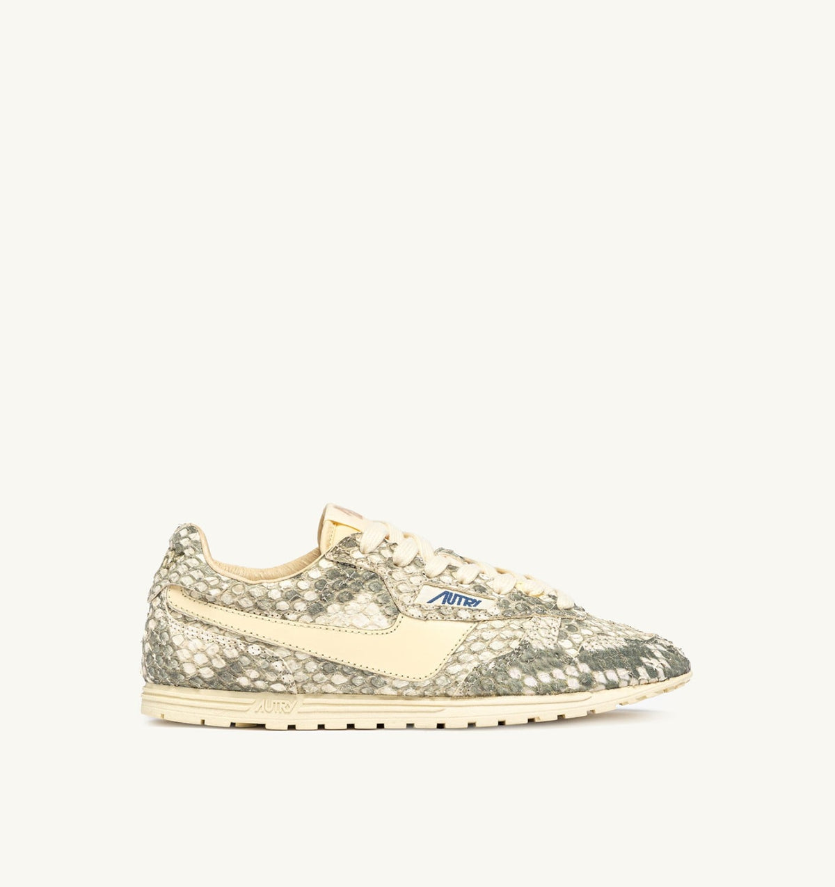 Woman WINDSPIN SNEAKERS IN LEATHER WITH SNAKE DIAMOND PRINT COLOR ROCK AND RUTABAGA