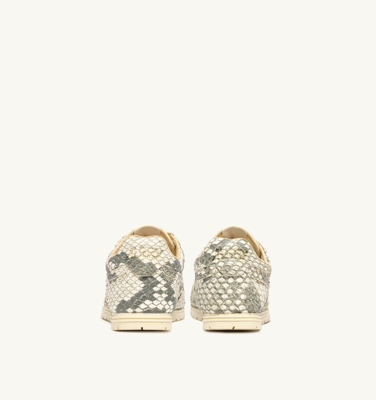 Woman WINDSPIN SNEAKERS IN LEATHER WITH SNAKE DIAMOND PRINT COLOR ROCK AND RUTABAGA