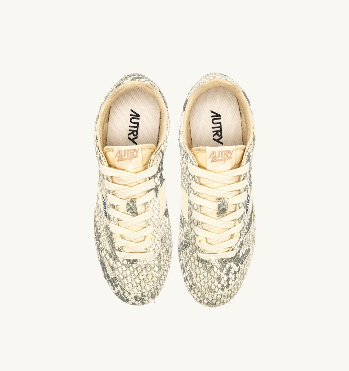 Woman WINDSPIN SNEAKERS IN LEATHER WITH SNAKE DIAMOND PRINT COLOR ROCK AND RUTABAGA