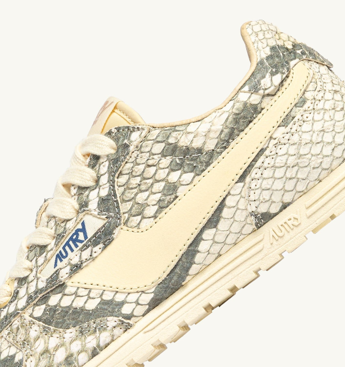 Woman WINDSPIN SNEAKERS IN LEATHER WITH SNAKE DIAMOND PRINT COLOR ROCK AND RUTABAGA