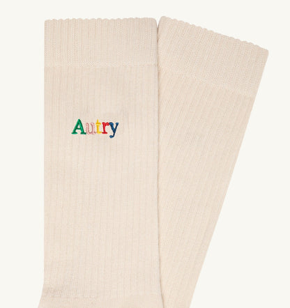 Woman|Man RIBBED SOCKS WITH MULTICOLOR EMBROIDERED LOGO UNISEX