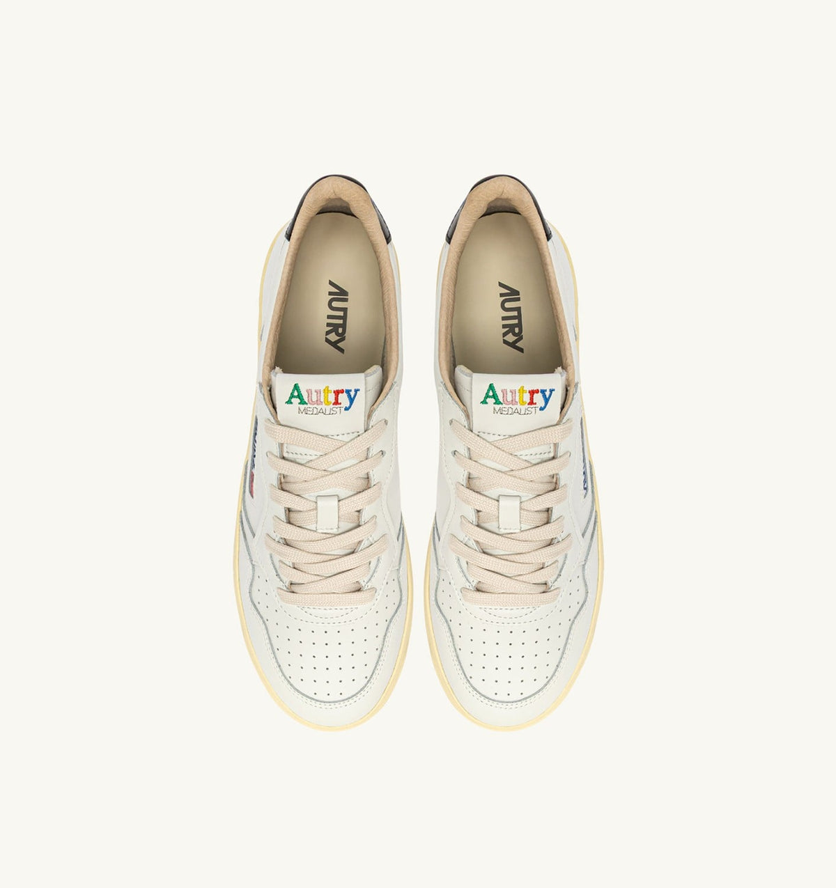 Man MEDALIST LOW SNEAKERS IN WHITE AND BLACK LEATHER