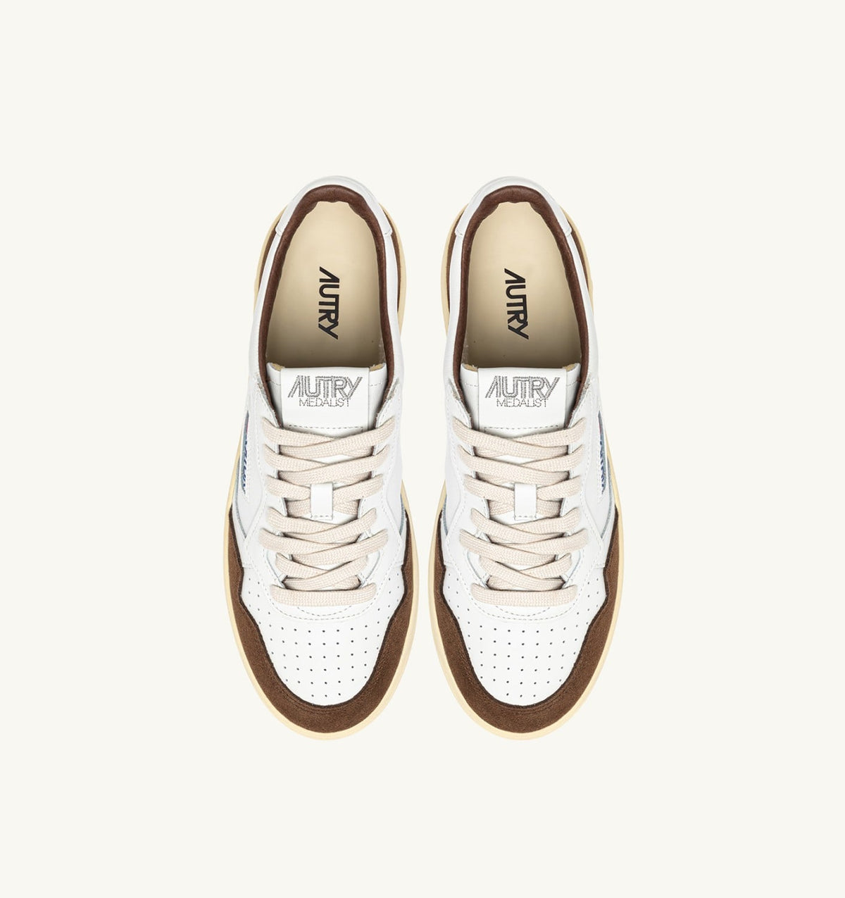 Man MEDALIST LOW SNEAKERS IN WHITE LEATHER AND TUNDRA SUEDE