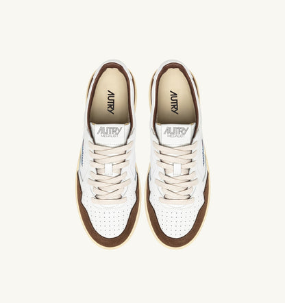 Man MEDALIST LOW SNEAKERS IN WHITE LEATHER AND TUNDRA SUEDE