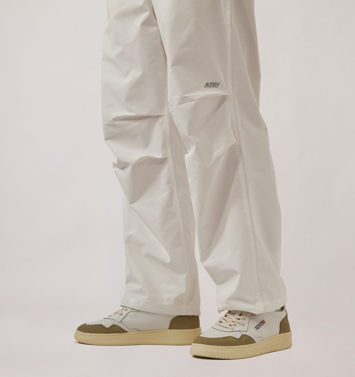 Man MEDALIST LOW SNEAKERS IN WHITE LEATHER AND GRAY GREEN SUEDE
