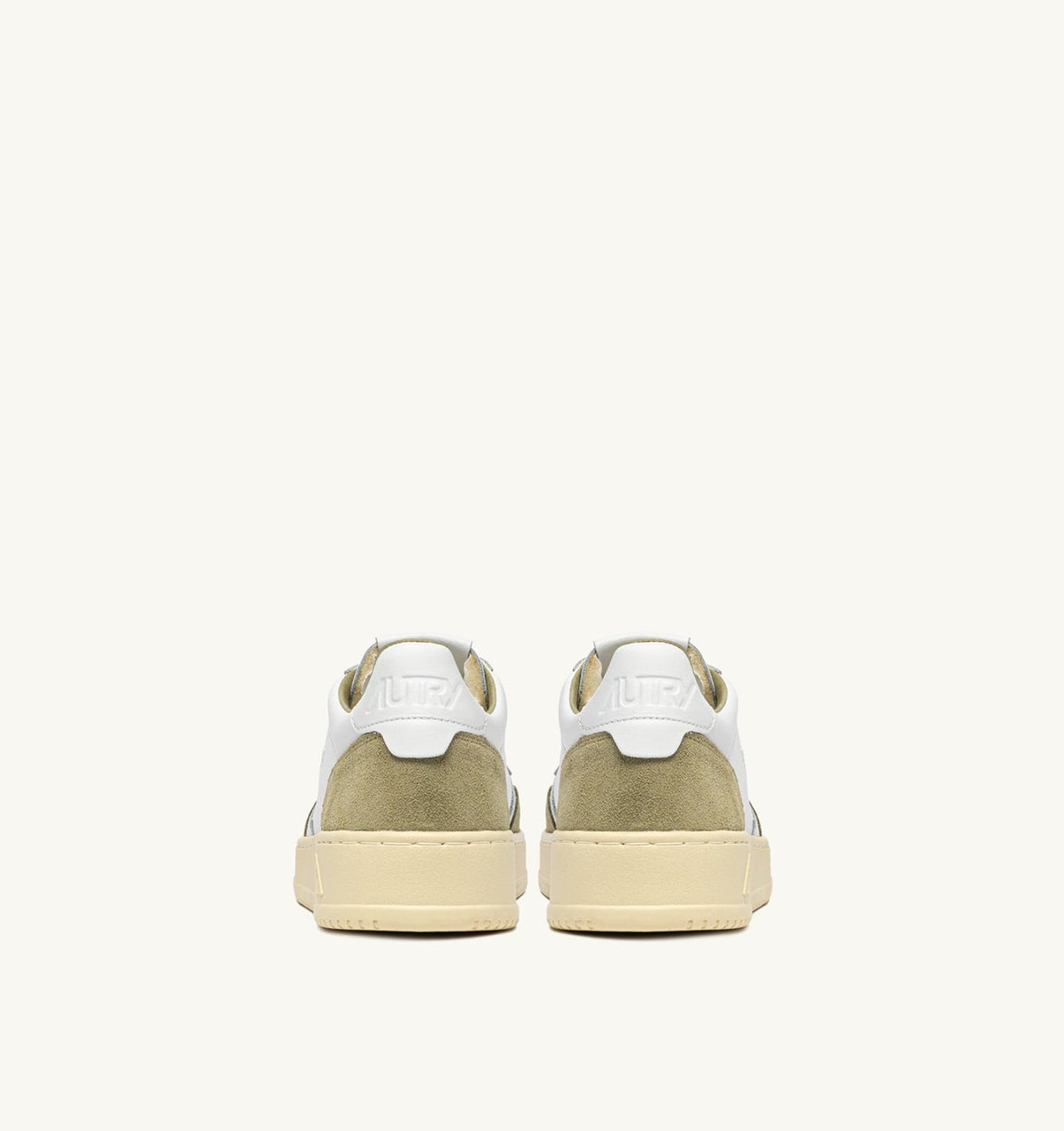 Man MEDALIST LOW SNEAKERS IN WHITE LEATHER AND GRAY GREEN SUEDE