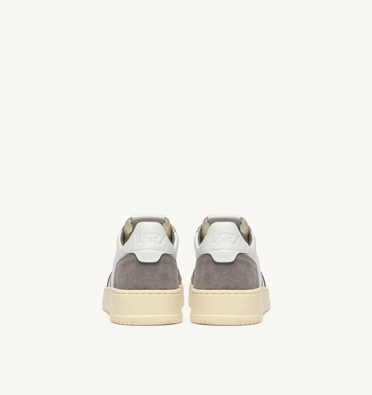 Man MEDALIST LOW SNEAKERS IN WHITE LEATHER AND CEMENT SUEDE