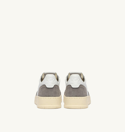 Man MEDALIST LOW SNEAKERS IN WHITE LEATHER AND CEMENT SUEDE