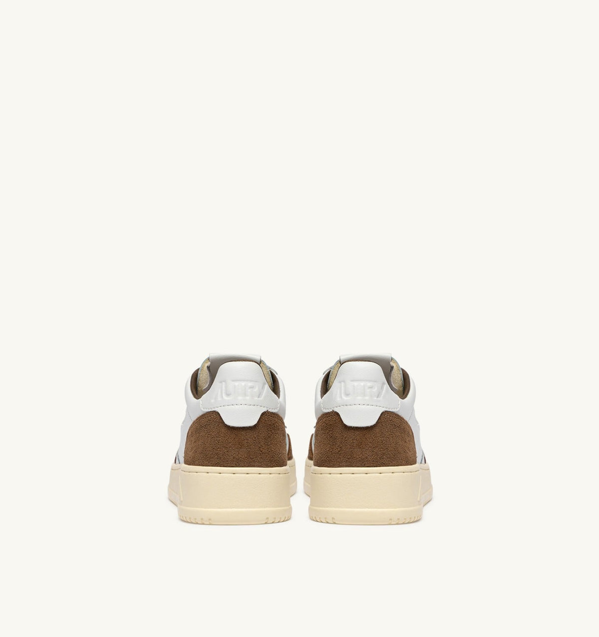 Man MEDALIST LOW SNEAKERS IN WHITE LEATHER AND TOBACCO SUEDE