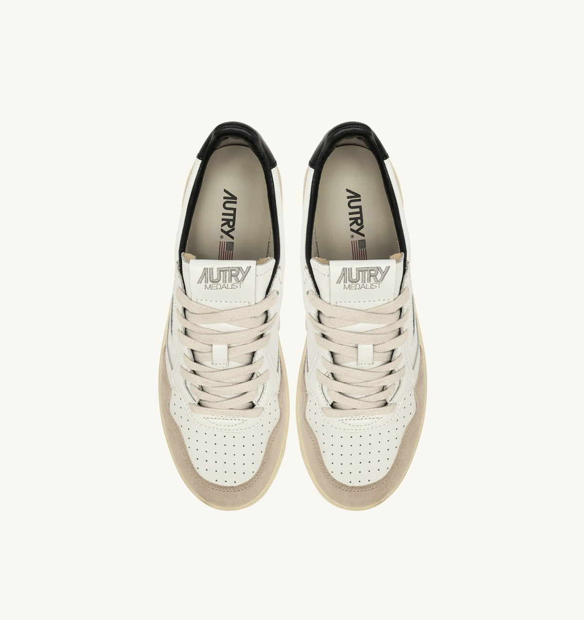 Man MEDALIST LOW SNEAKERS IN WHITE AND BLACK SUEDE AND LEATHER WITH LETTERING