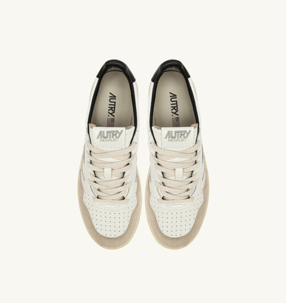 Man MEDALIST LOW SNEAKERS IN WHITE AND BLACK SUEDE AND LEATHER WITH LETTERING