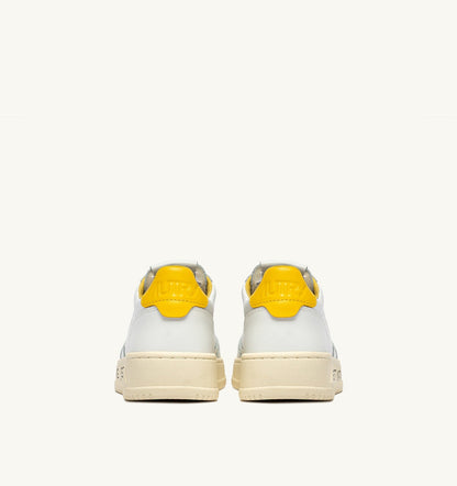 Man MEDALIST LOW SNEAKERS IN WHITE AND SLICKER LEATHER WITH LETTERING