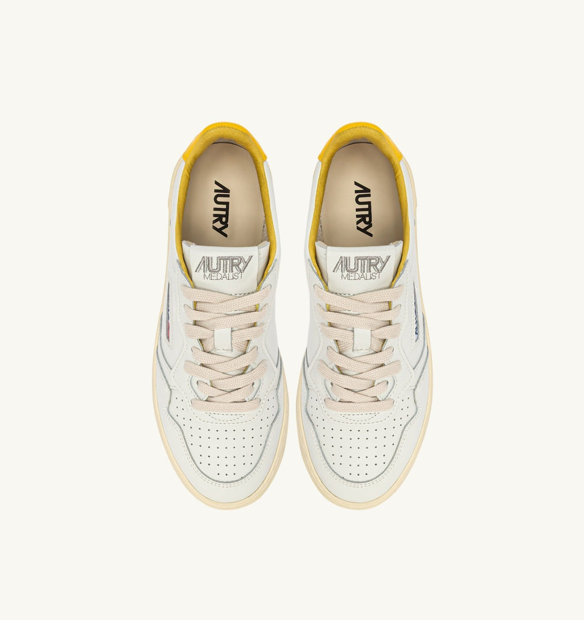 Man MEDALIST LOW SNEAKERS IN WHITE AND SLICKER LEATHER WITH LETTERING