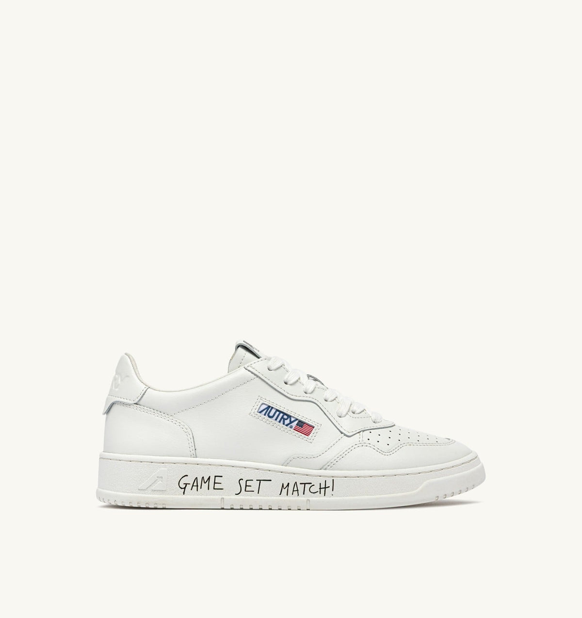 Man MEDALIST LOW SNEAKERS IN WHITE LEATHER WITH LETTERING