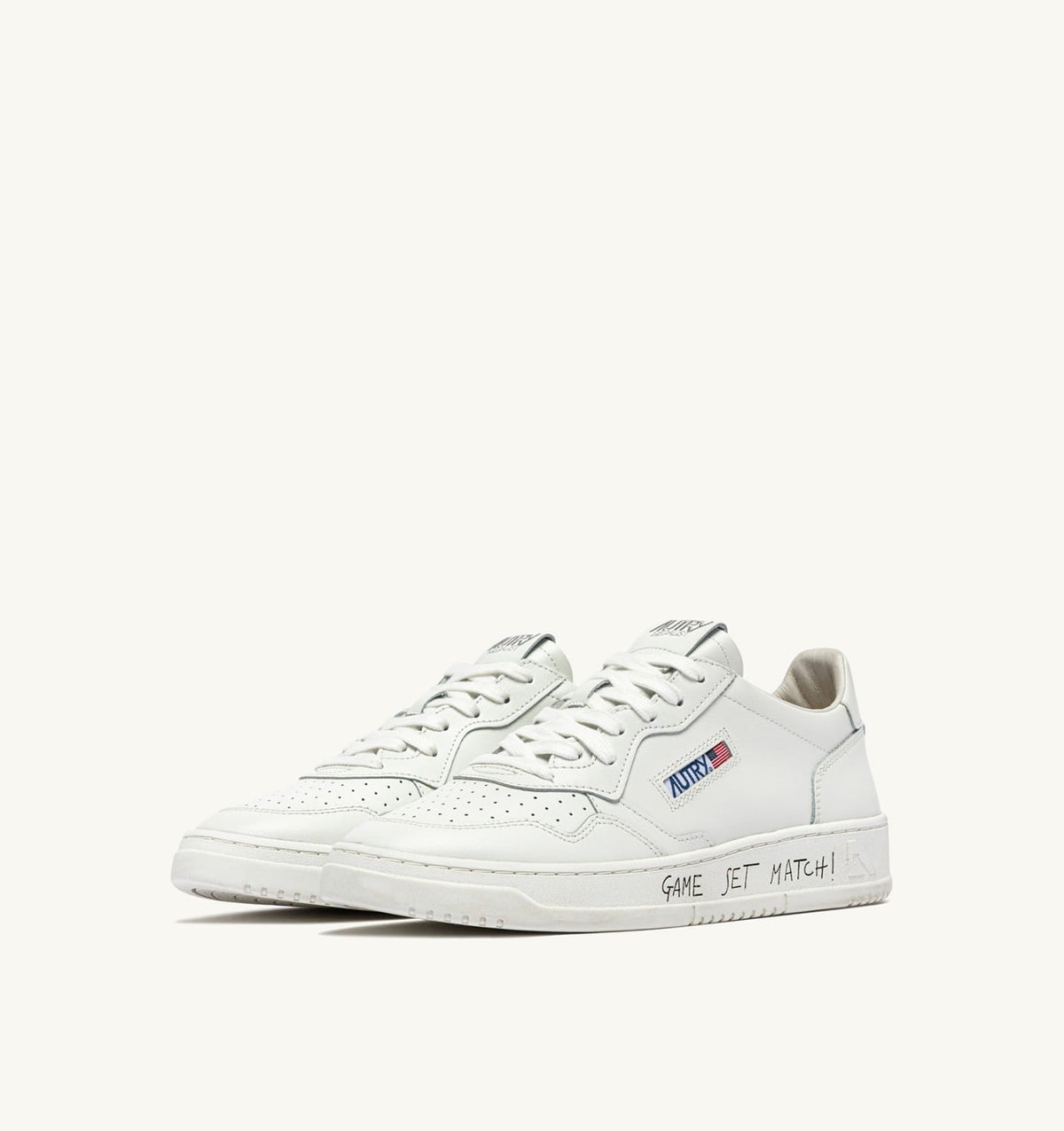 Man MEDALIST LOW SNEAKERS IN WHITE LEATHER WITH LETTERING