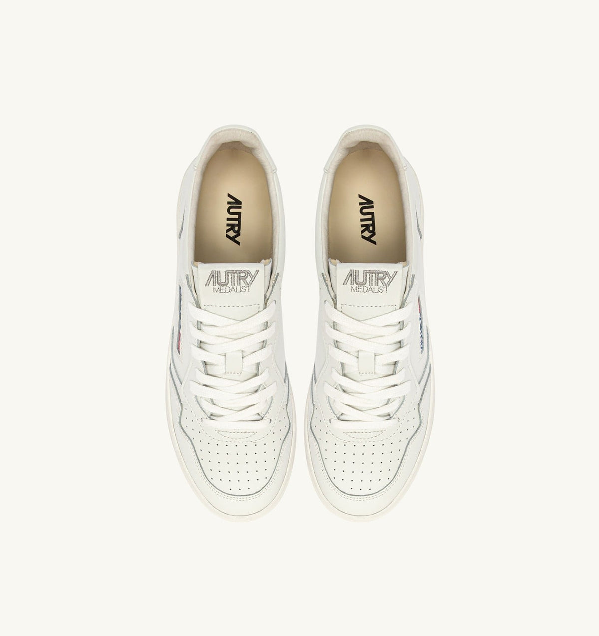 Man MEDALIST LOW SNEAKERS IN WHITE LEATHER WITH LETTERING