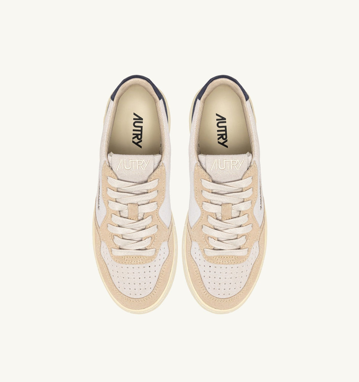 Man MEDALIST LOW TRICOLOR SNEAKERS IN SUEDE COLOR WHITE SAND AND BLUE SPACE