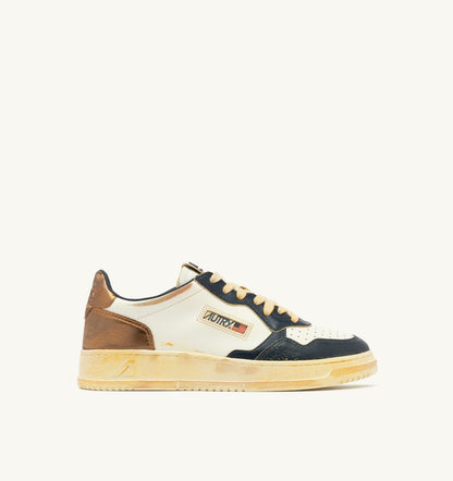 Man MEDALIST LOW SUPER VINTAGE SNEAKERS IN WHITE COPPER AND SPACE LEATHER