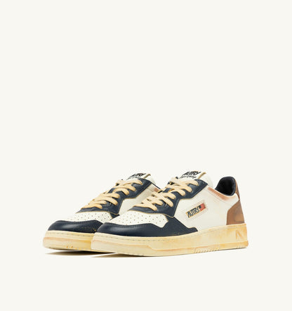 Man MEDALIST LOW SUPER VINTAGE SNEAKERS IN WHITE COPPER AND SPACE LEATHER