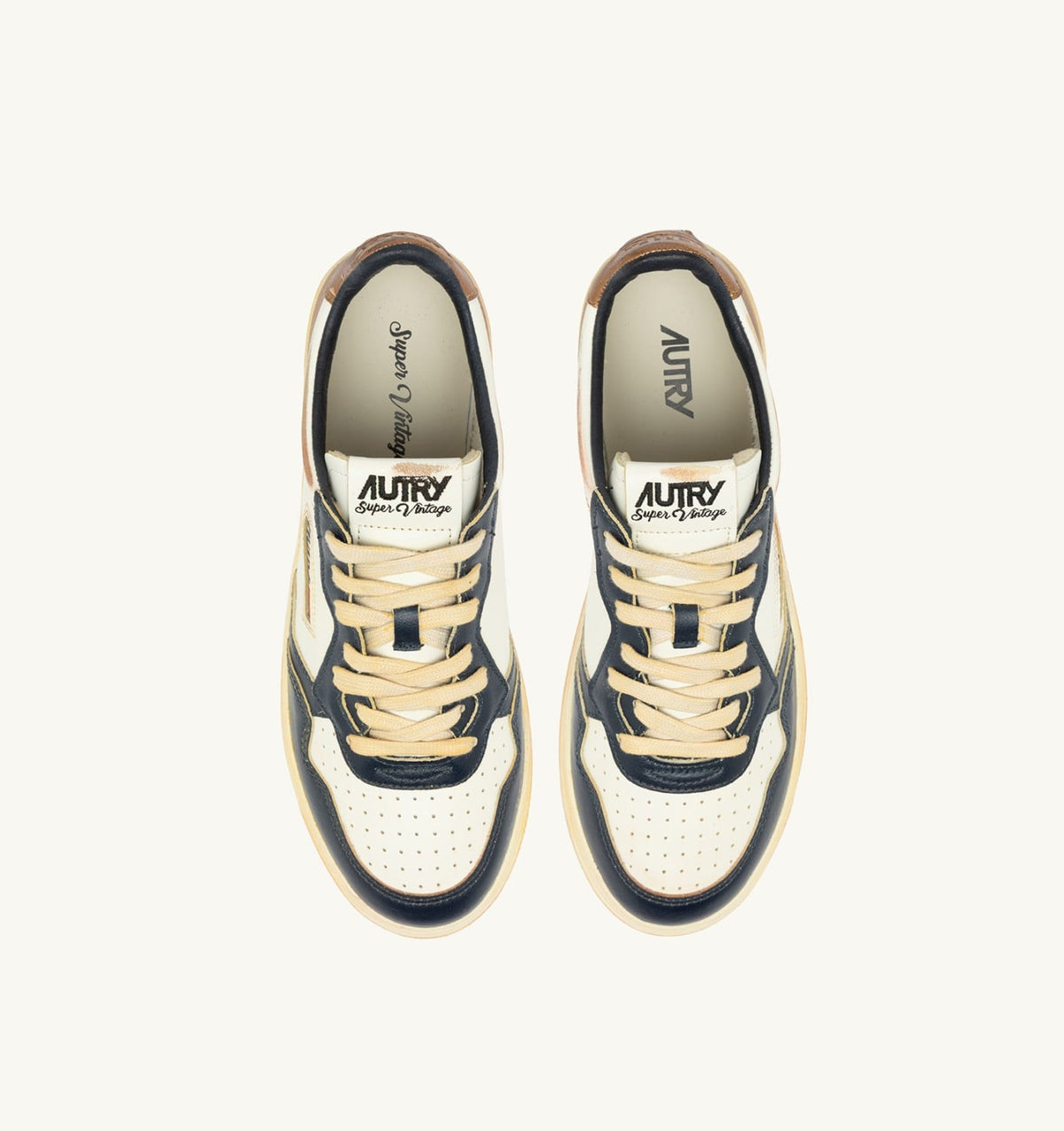 Man MEDALIST LOW SUPER VINTAGE SNEAKERS IN WHITE COPPER AND SPACE LEATHER