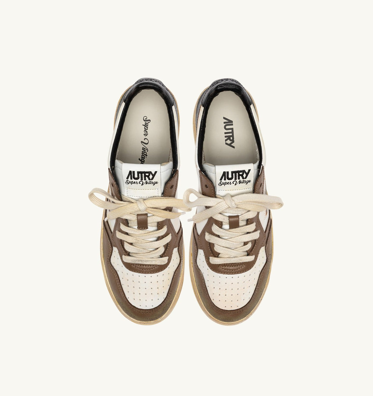 Man MEDALIST LOW SUPER VINTAGE SNEAKERS IN WHITE, BLACK AND MALT LEATHER