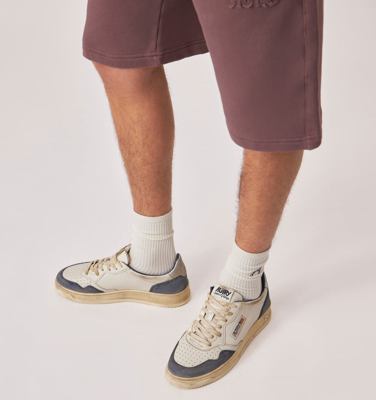 Man MEDALIST LOW SUPER VINTAGE SNEAKERS IN SPACE BLUE AND SILVER LEATHER SUEDE
