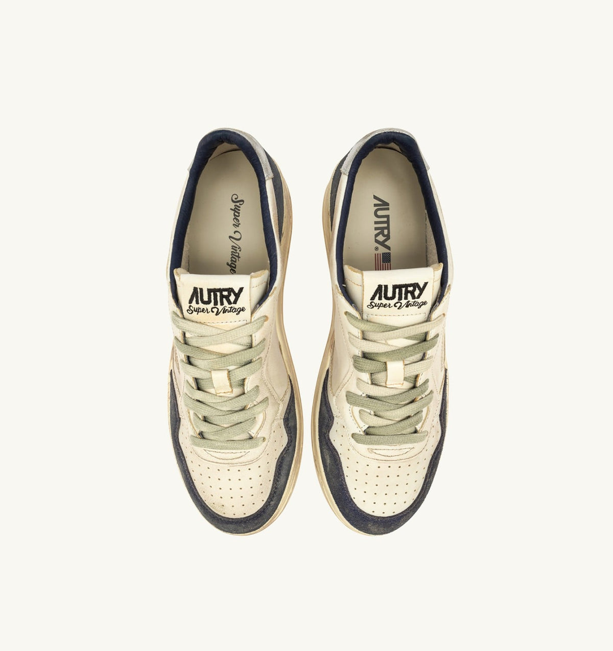 Man MEDALIST LOW SUPER VINTAGE SNEAKERS IN SPACE BLUE AND SILVER LEATHER SUEDE