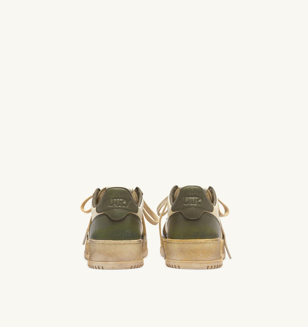 Man MEDALIST LOW SUPER VINTAGE SNEAKERS IN WHITE, COVERT GREEN AND BLACK LEATHER