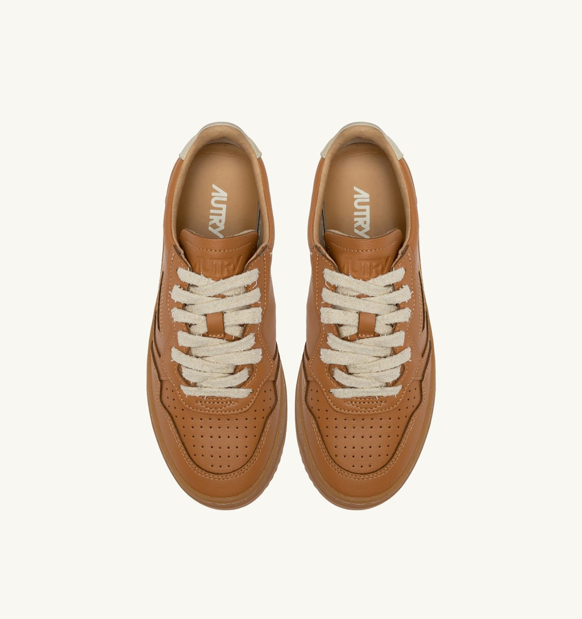 Man MEDALIST LOW SNEAKERS IN COGNAC AND MARSHMALLOW LEATHER