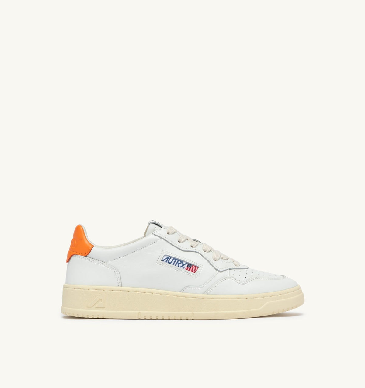 Man MEDALIST LOW SNEAKERS IN WHITE AND PARSIMMON ORANGE LEATHER