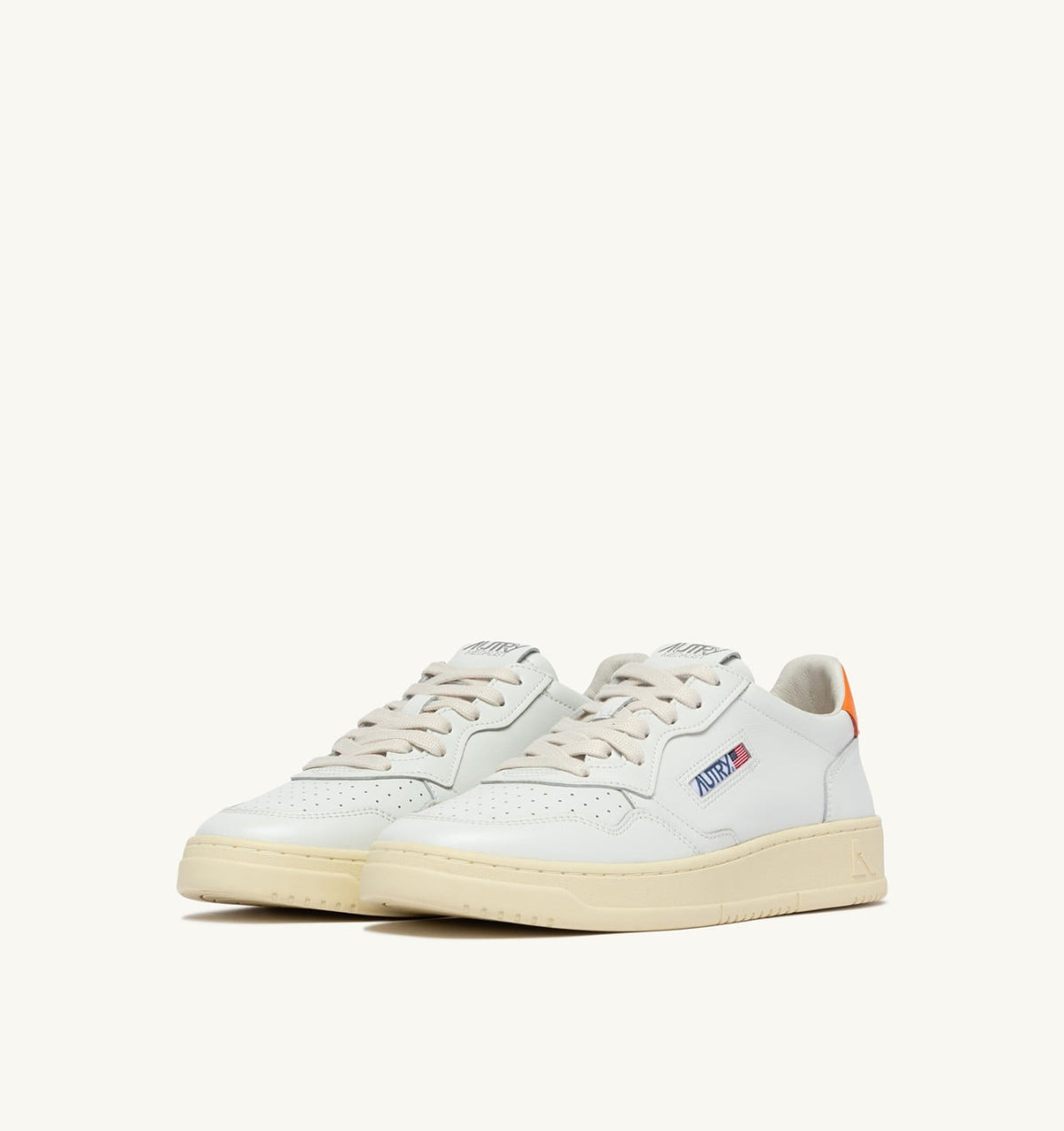 Man MEDALIST LOW SNEAKERS IN WHITE AND PARSIMMON ORANGE LEATHER