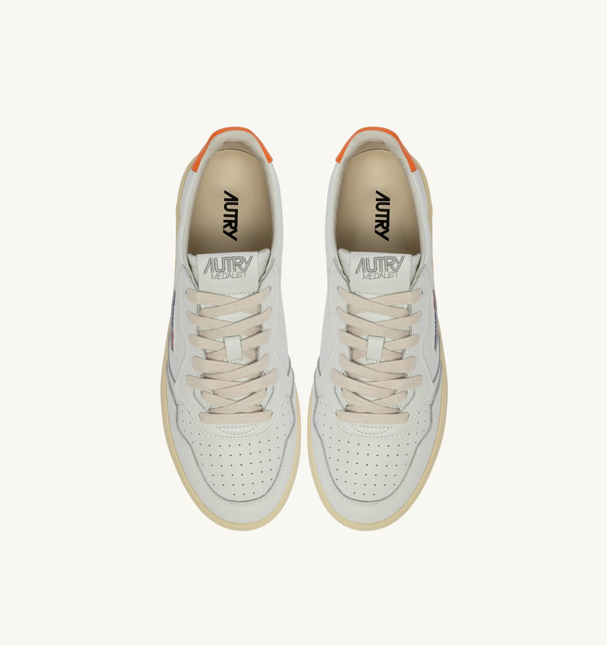 Man MEDALIST LOW SNEAKERS IN WHITE AND PARSIMMON ORANGE LEATHER