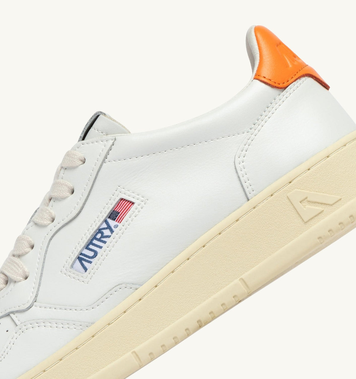 Man MEDALIST LOW SNEAKERS IN WHITE AND PARSIMMON ORANGE LEATHER