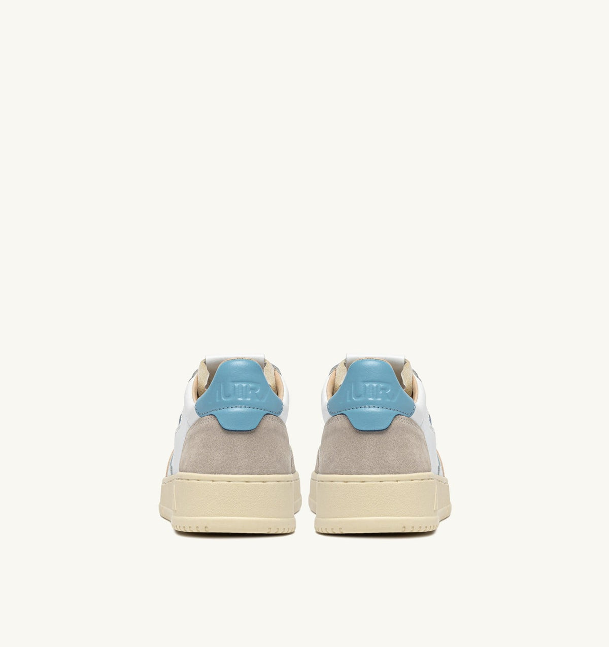 Man MEDALIST LOW SNEAKERS IN WHITE AND FORGET ME NOT SUEDE AND LEATHER