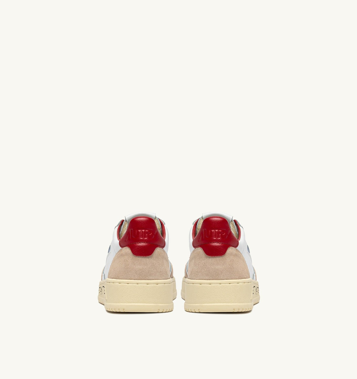 Man MEDALIST LOW SNEAKERS IN WHITE AND RED SUEDE AND LEATHER WITH LETTERING